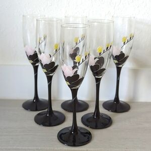 80s Vintage Made in France Luminarc Domino Anaïs Lot 6 champagne flutes